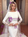 White Mermaid Long Sleeve Split Wedding Dress