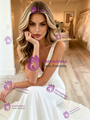 White Mermaid V-Neck Backless Wedding Dress