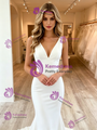 White Mermaid V-Neck Backless Wedding Dress