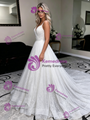 Simple White Sequins Spaghetti Straps Wedding Dress