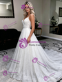 Simple White Sequins Spaghetti Straps Wedding Dress