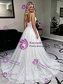 Simple White Sequins Spaghetti Straps Wedding Dress