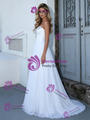 Simple White Chiffon Strapless Wedding Dress