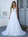 Simple White Chiffon Strapless Wedding Dress