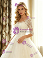 White Tulle Lace Short Sleeve Wedding Dress