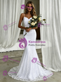White Mermaid Spaghetti Straps Wedding Dress