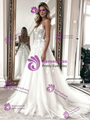 White Tulle Lace Spagheti Straps Wedding Dress