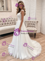 Fashion White Tulle Lace Straps Wedding Dress