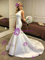 Simple White Mermaid Satin Wedding Dress