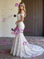 Sexy White Mermaid Lace Off The Shoulder Weding Dress