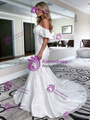 White Mermaid Satin Off The Shoulder Wedding Dress