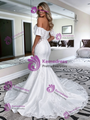 White Mermaid Satin Off The Shoulder Wedding Dress