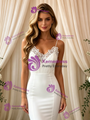 White Mermaid Lace Spaghetti Straps Wedding Dress