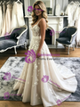 A-Line Tulle Appliques Straps Wedidng Dress