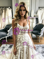 A-Line Tulle Appliques Straps Wedidng Dress