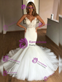 Sexy White Mermaid Lace Spaghetti Straps Wedding Dress