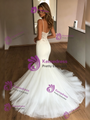 Sexy White Mermaid Lace Spaghetti Straps Wedding Dress