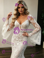White Mermaid Lace Long Sleeve Wedding Dress