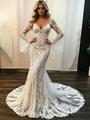 White Mermaid Lace Long Sleeve Wedding Dress