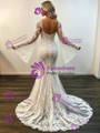 White Mermaid Lace Long Sleeve Wedding Dress