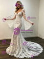 White Mermaid Lace Long Sleeve Wedding Dress