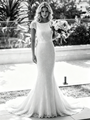 Sexy White Mermaid Lace Backless Wedding Dress