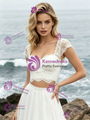 White Chiffon Lace Two Piece Wedding Dress