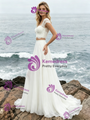 White Chiffon Lace Two Piece Wedding Dress