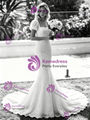 White Mermaid Lace Puff Sleeve Wedding Dress