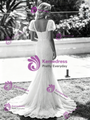White Mermaid Lace Puff Sleeve Wedding Dress