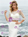 White Two Piece Short Sleeve Chiffon Lace Wedding Dress