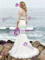White Two Piece Short Sleeve Chiffon Lace Wedding Dress