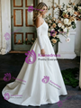 White Satin One Shoulder Long Sleeve Wedding Dress