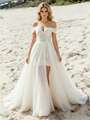 White Chiffon Off The Shoulder Wedding Dress