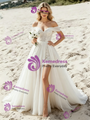 White Chiffon Off The Shoulder Wedding Dress