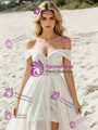 White Chiffon Off The Shoulder Wedding Dress