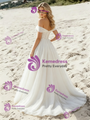 White Chiffon Off The Shoulder Wedding Dress