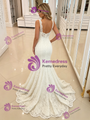 White Mermaid Lace V-neck Werdding Dress