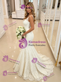 White Mermaid Lace V-neck Werdding Dress