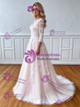 Scoop Neck Tulle Lace Appliques Backless Wedding Dress
