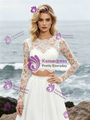 White Lace Two Piece Long Sleeve Wedding Dress