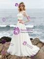 White Lace Two Piece Long Sleeve Wedding Dress