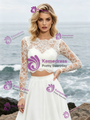 White Lace Two Piece Long Sleeve Wedding Dress