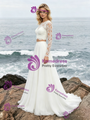 White Lace Two Piece Long Sleeve Wedding Dress