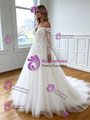 White Tulle Off the Shoulder Appliques Wedding Dress