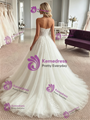 Sexy White Tulle Strapless Appliques Wedding Dress