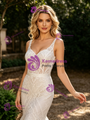 White Mermaid Straps Lace Wedding Dress