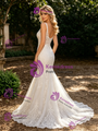 White Mermaid Straps Lace Wedding Dress