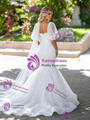 White Mermaid Tulle Appliques Wedding Dress