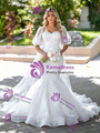White Mermaid Tulle Appliques Wedding Dress